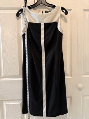 Ralph Lauren Black and White Sleeveless Midi Sheath Dress